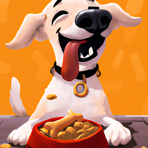 איור של כלב שמח שנהנה Go Dog Food