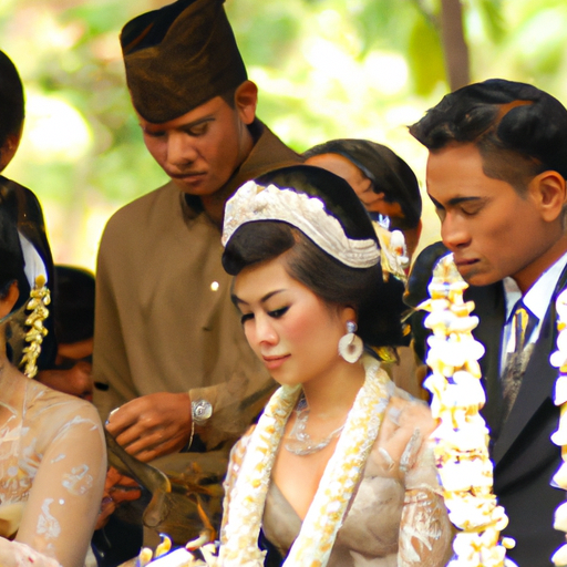 תמונה ישנה של טקס חתונה מסורתי המציג כיצד מנהגי החתונה התפתחו.
